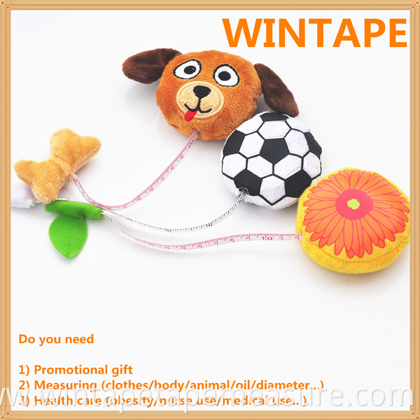New design children toy tape cute plush animal measure